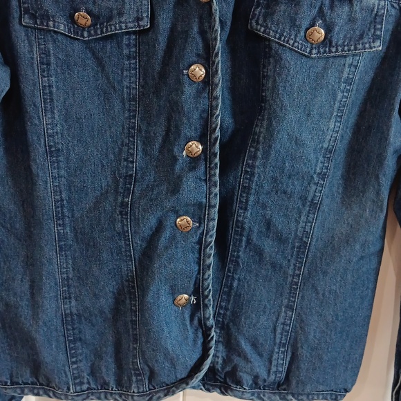 SIGNATURE by Jerell, USA,  Denim, Unlined, Suede & Stud Embellished Shirt, Ctg - Picture 5 of 9